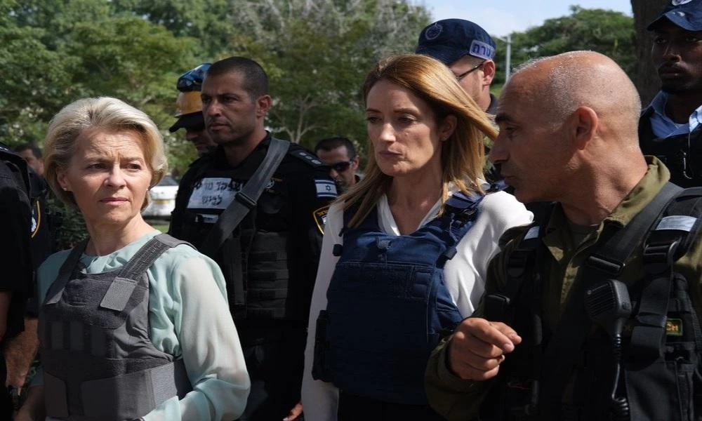 Ισραήλ: Η στιγμή που Φον ντερ Λάιεν και Μέτσολα σπεύδουν σε καταφύγιο